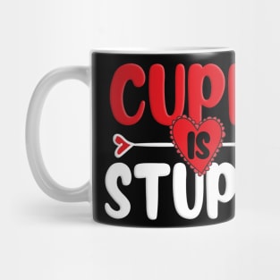 Funny Cupid Is Stupid Vintage Anti Valentine Day Single Gift Mug